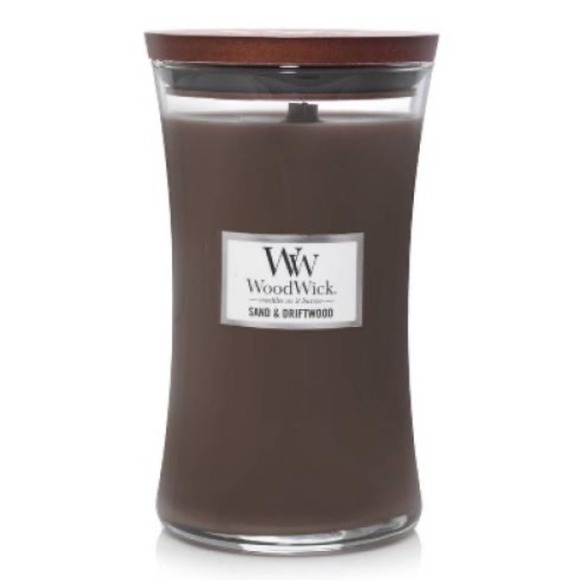 WoodWick Sand & Driftwood Large Hourglass Jar Candle Wood Wick Crackles 21.5oz - Picture 1 of 10